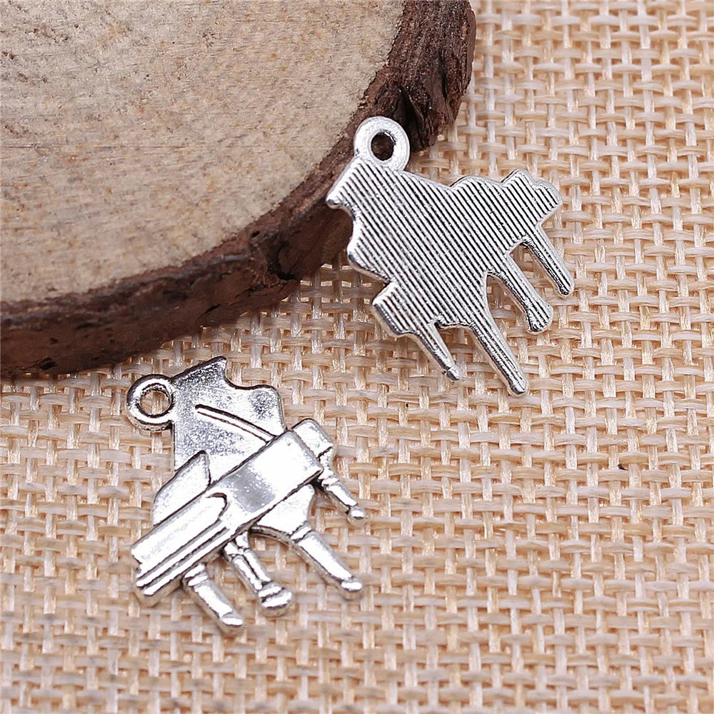 21x16mm 1.1g Antique Silver Zinc Alloy Piano Charm Pendant for DIY Music Theme Jewelry Making