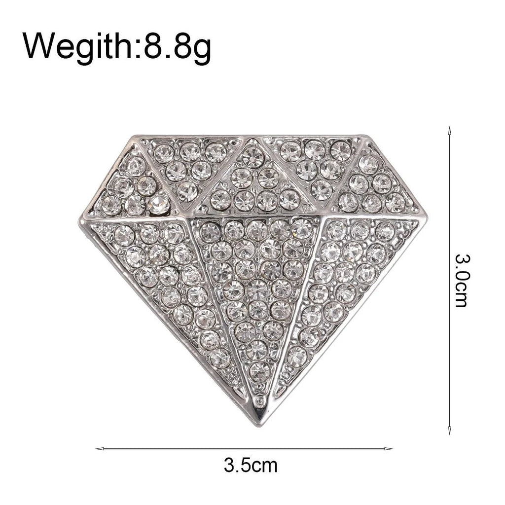 Luxury Geometric Diamond Shape Rhinestone Alloy Brooch, Sparkling Women's Lapel Pin Corsage Suit Accessory