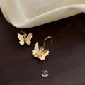 14K Gold Plated Copper 3D Butterfly Drop Earrings, Forest Style Elegant Designer Jewelry