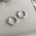 Premium Copper Twisted Braid Hoop Stud Earrings, Minimalist Geometric Office Jewelry