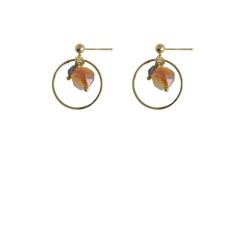 Handmade Geometric Glass Crystal Drop Earrings With 14K Gold Plated