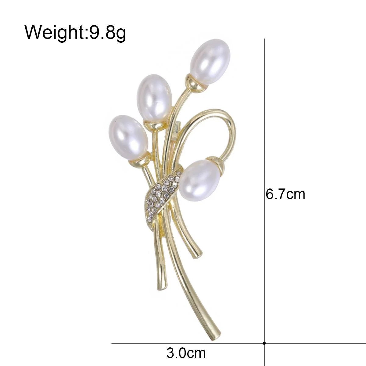 Elegant Pearl Balloon Bouquet Brooch With Gold Alloy Rhinestones, Women's Lapel Pin Corsage Gift