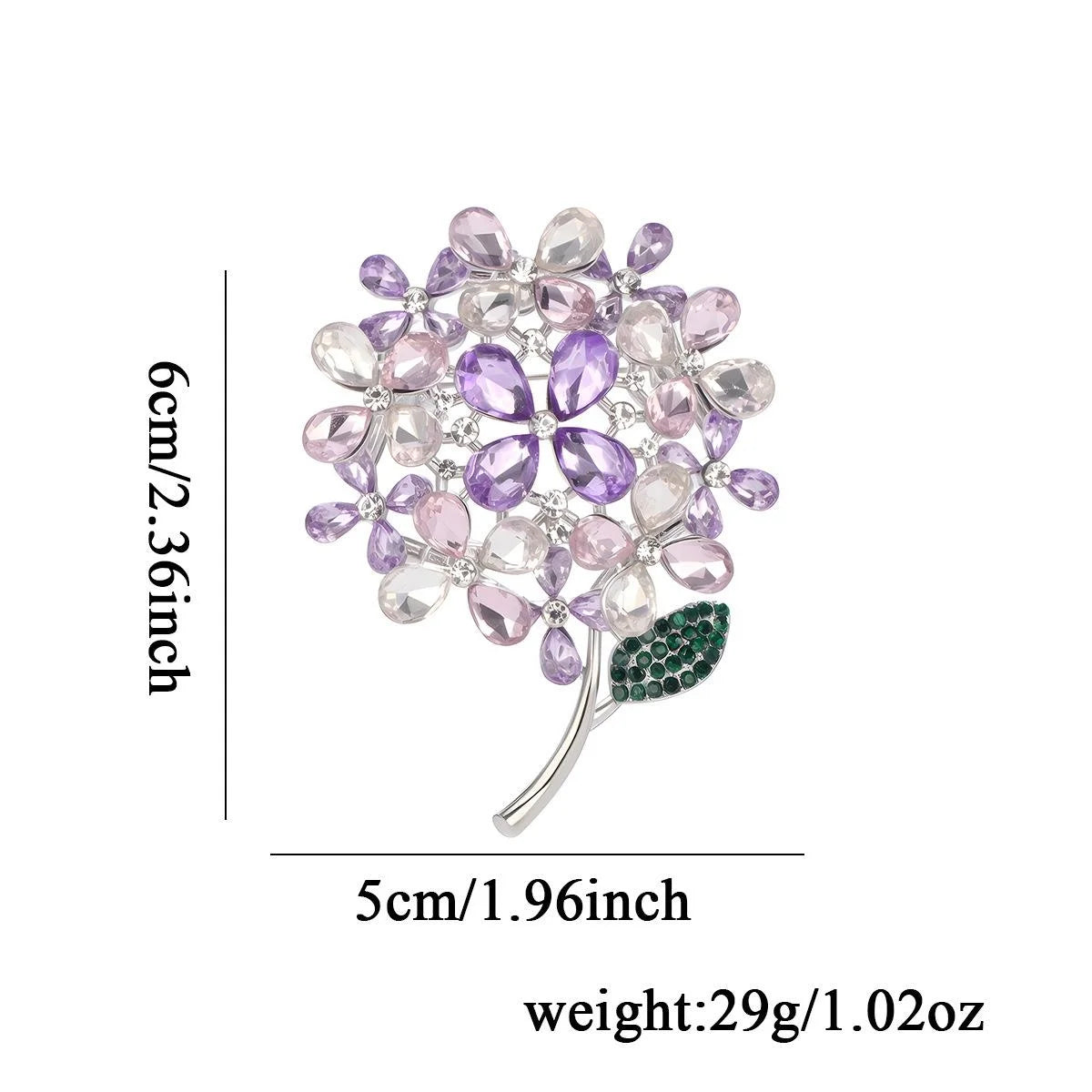 Elegant Purple Wisteria Flower Rhinestone Brooch, Crystal Bouquet Lapel Pin Corsage For Coat Suit Gift