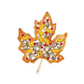 Luxury Enamel Maple Leaf Brooch With Rhinestone Crystals, Elegant Lapel Pin Corsage Suit Accessory Gift