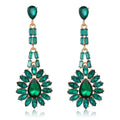 Luxury Red Crystal Rhinestone Flower Chandelier Earrings Alloy Geometric Dangle Earrings For Wedding Party Gift
