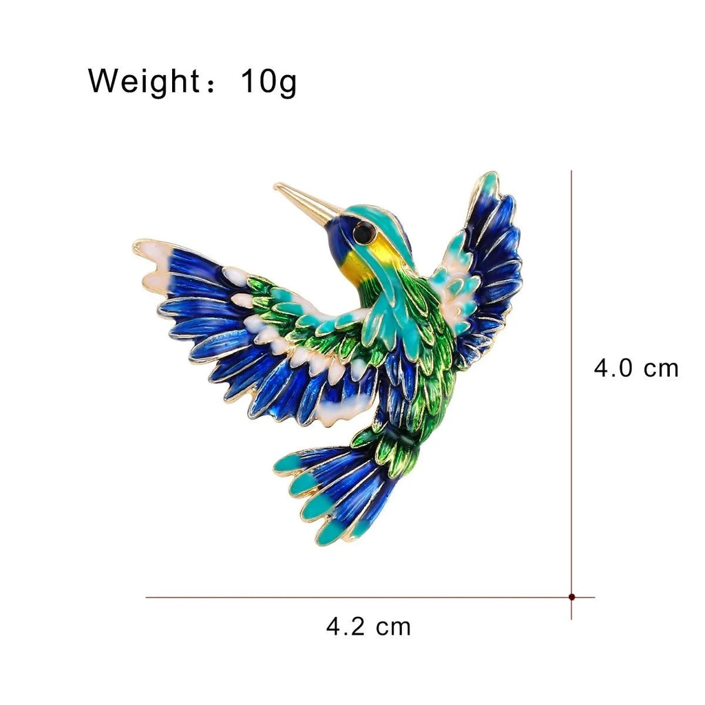 Elegant Alloy Enamel Hummingbird Brooch For Women, Luxury Bird Lapel Pin Corsage Suit Accessory Gift