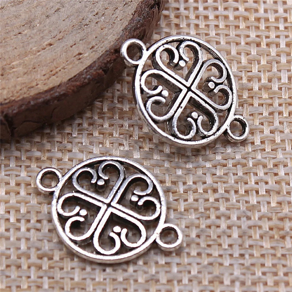 15x20mm 1.2g Antique Silver Zinc Alloy Flower Filigree Connector Charm for DIY Jewelry Making