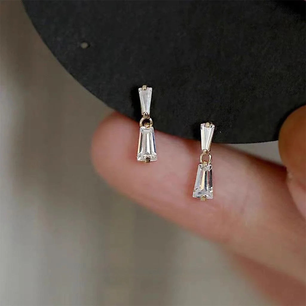 Micro Pave Zircon Mini Hourglass Copper Stud Earrings For Women Minimalist Geometric Daily Wear