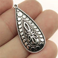 35x15mm 2.8g Zinc Alloy Engraved Waterdrop Teardrop Earring Connector Charms for DIY Earrings Jewelry Making