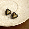 Vintage Heart Stud Earrings Copper Minimalist Premium Autumn Winter Jewelry