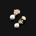 Elegant Pink Enamel Sakura Flower Pearl Drop Gold Alloy Stud & Clip On No Piercing Earrings