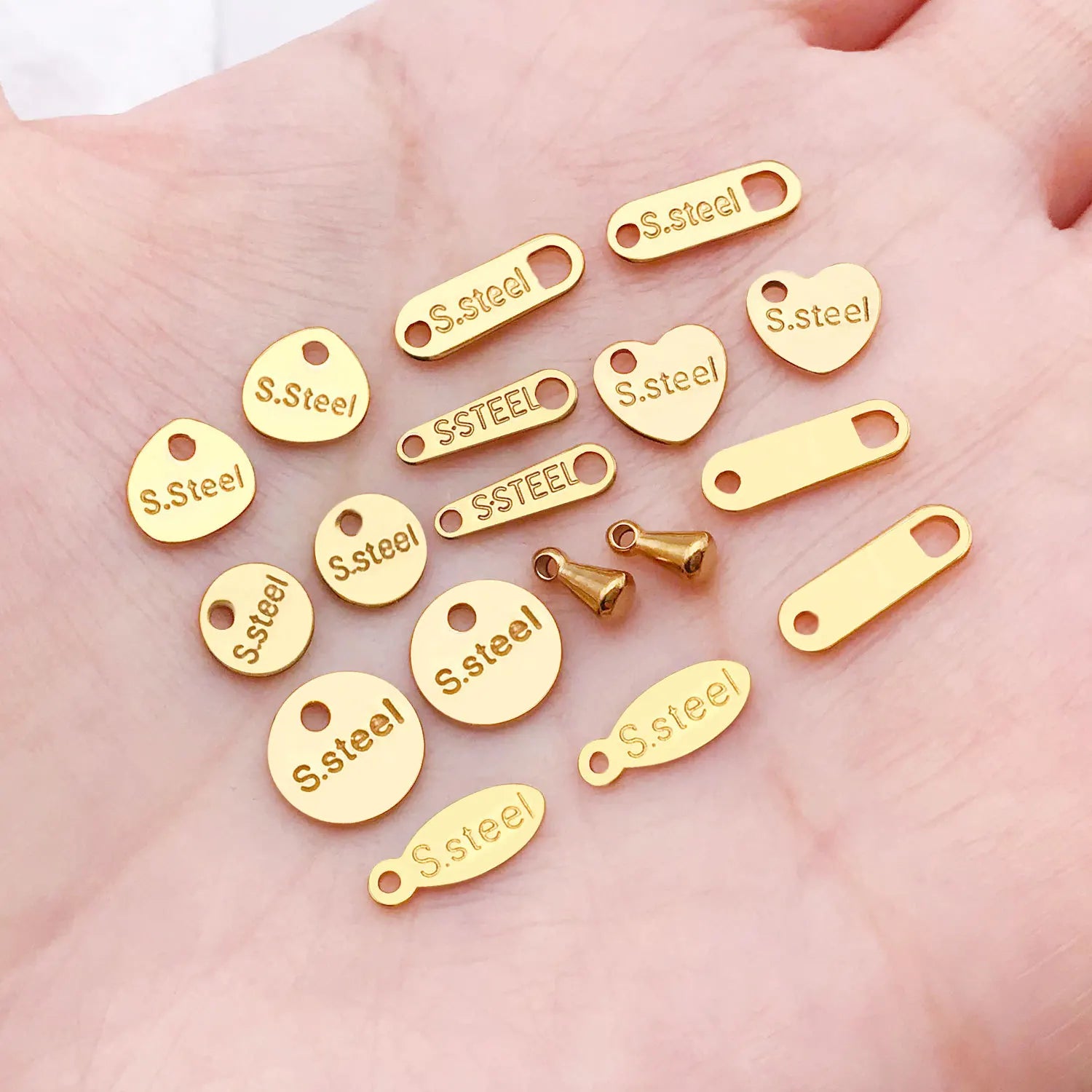 Stainless Steel Round Engraved Tag Extension Chain for DIY Necklace Bracelet Ends