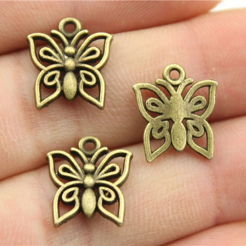 14x13mm 0.8g Multicolor Zinc Alloy Hollow Butterfly Charm Pendant for DIY Bracelet Necklace Making