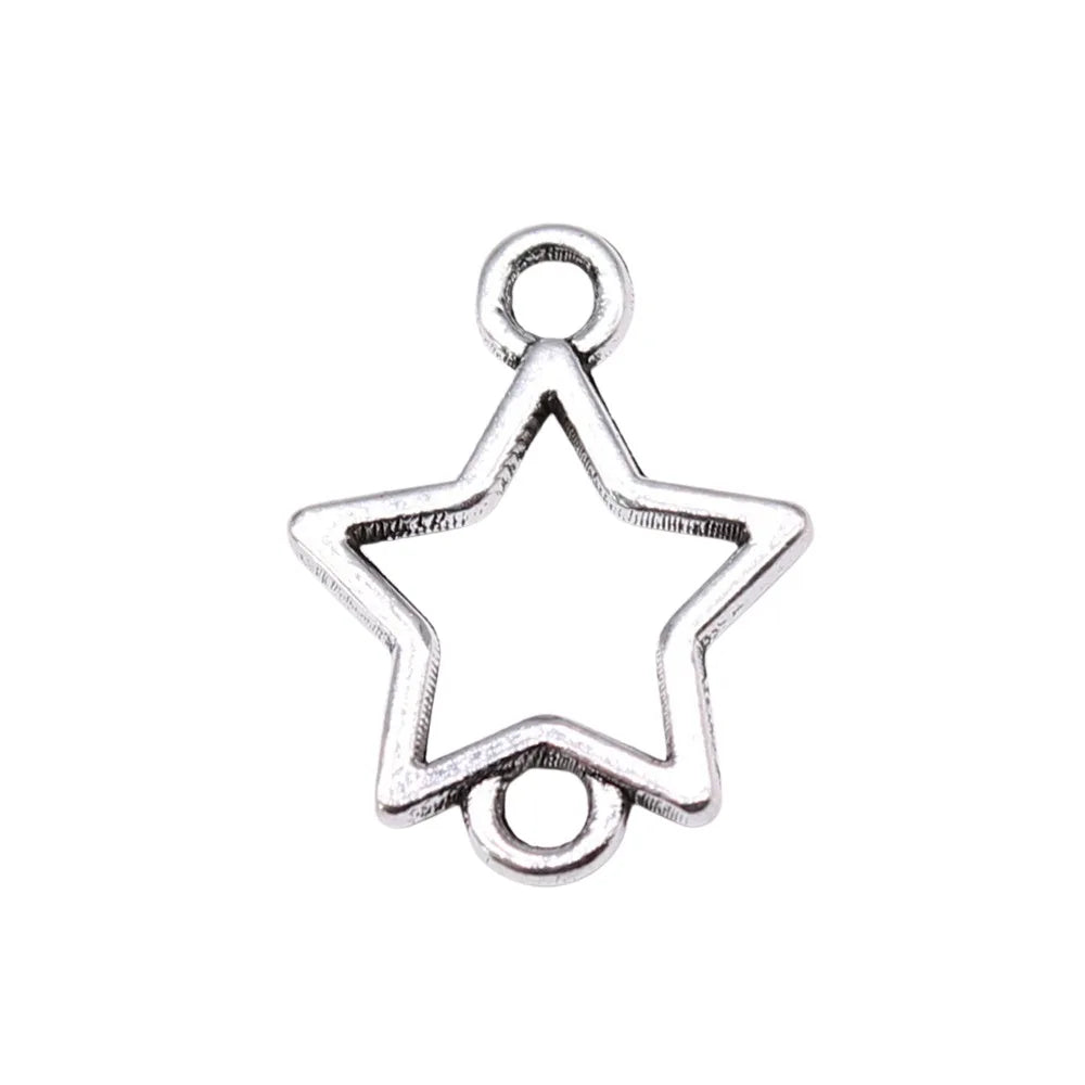 15x12mm 0.44g Multicolor Zinc Alloy Hollow Five Pointed Star Connector Charm Pendant for Bracelet Making