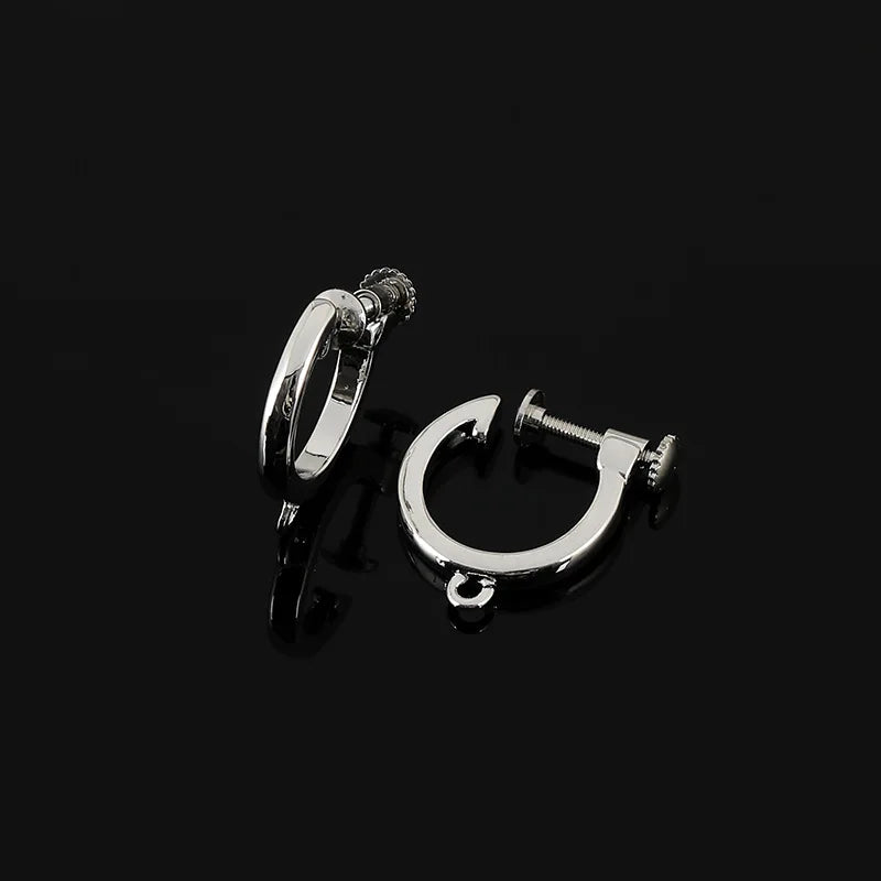 Elegant Gold Alloy Plain Hoop Screw Back Stud & Clip On No Piercing DIY Converter Huggie Earrings
