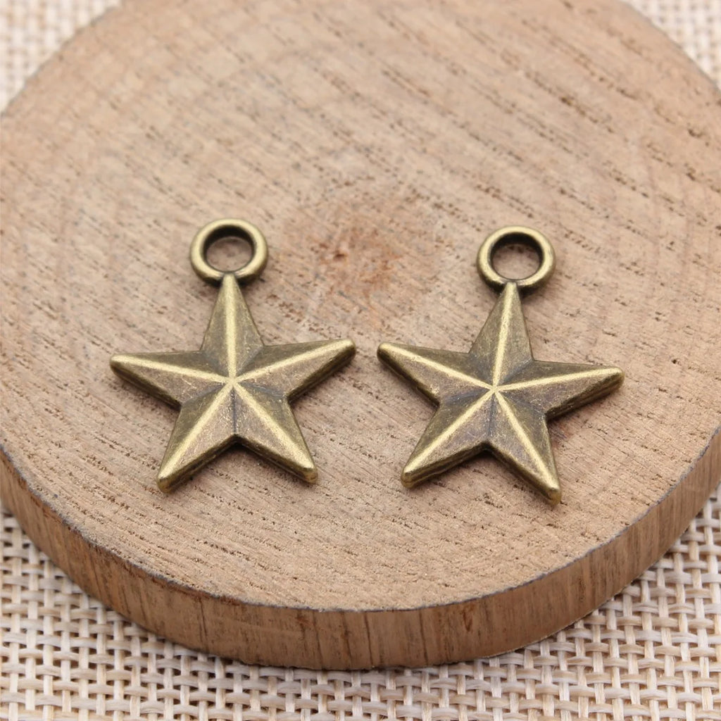 24x19mm 2.1g Multicolor Zinc Alloy Five-Point Star Charm Pendant for Bracelet Necklace DIY Jewelry Making