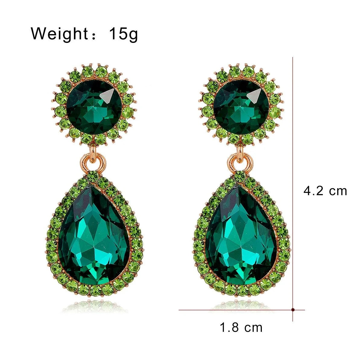 Luxury Teardrop Crystal Rhinestone Dangle Earrings, Gold Tone Elegant Bridal Jewelry For Wedding Party Gift