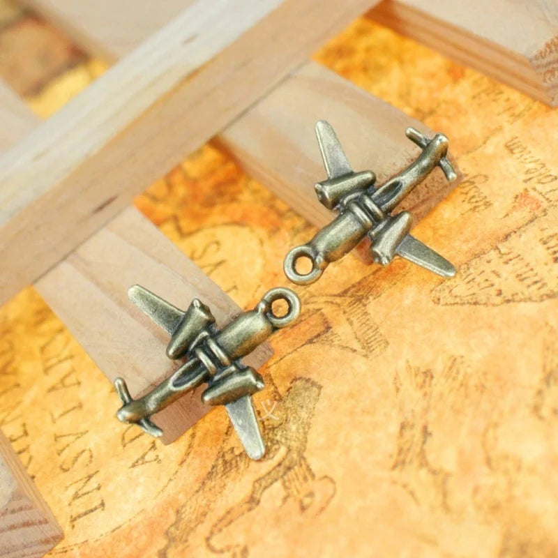 22x21MM Zinc Alloy Fighter Jet Charm Pendant for DIY Necklace Bracelet Jewelry Making