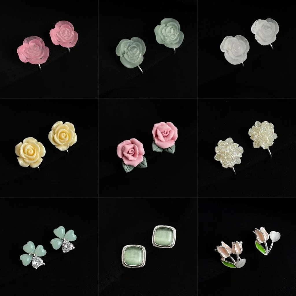 Real Gold Plated Copper Clip On Drop Earrings Double Layer Spiral Floral Sweet Jewelry for Women