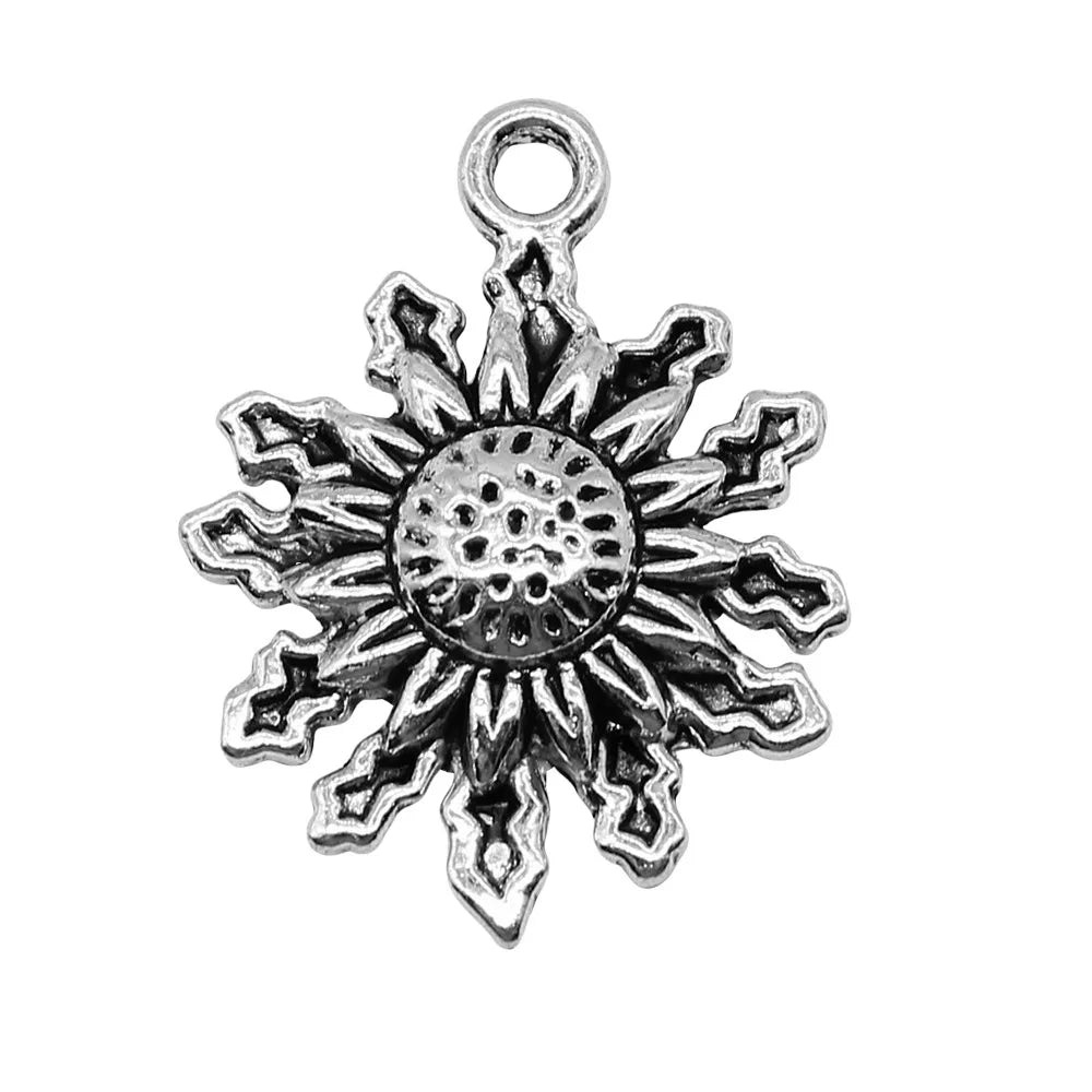 22x29mm 3.7g Antique Silver Zinc Alloy Sun Charm Pendant for DIY Necklace Bracelet Jewelry Making