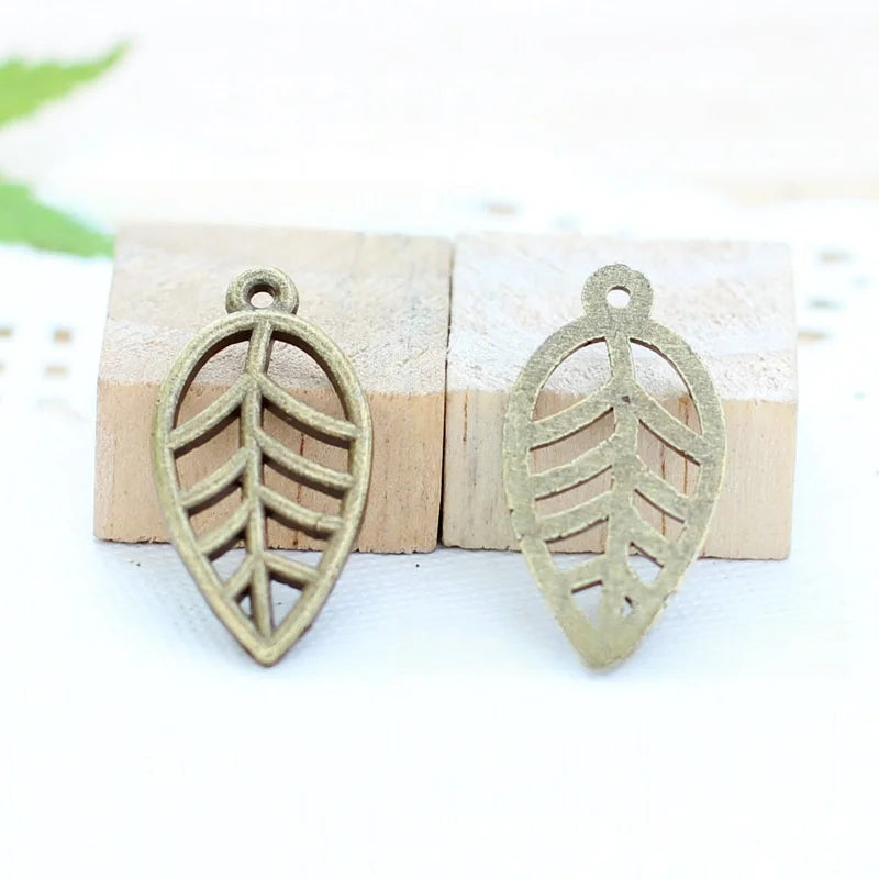 23x12MM Antique Silver Zinc Alloy Leaf Charm Pendant for DIY Necklace Bracelet Jewelry Making