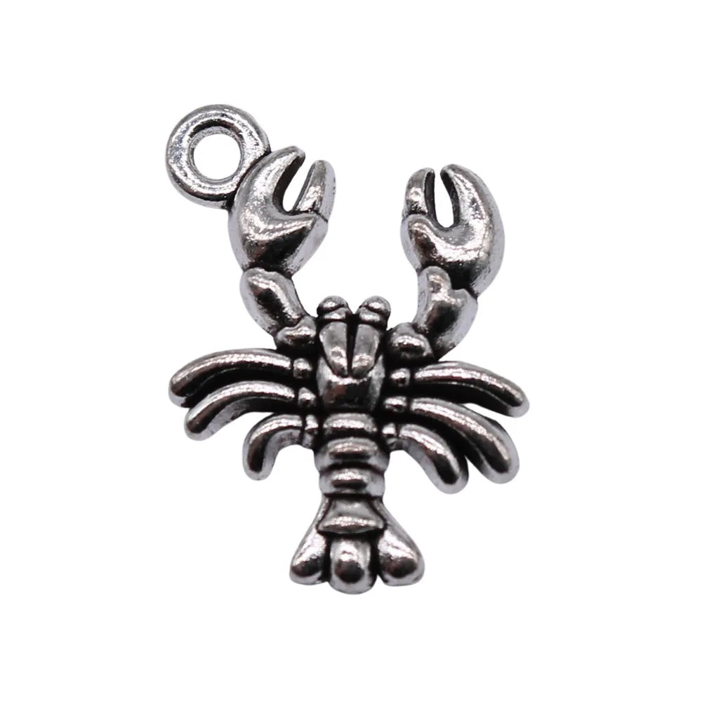 19x14mm 1.43g Multicolor Zinc Alloy Shrimp Charm Pendant for DIY Necklace Bracelet Making