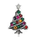 Elegant Christmas Tree Brooch With Colorful Rhinestones, Gold Alloy Holiday Lapel Pin Corsage Gift