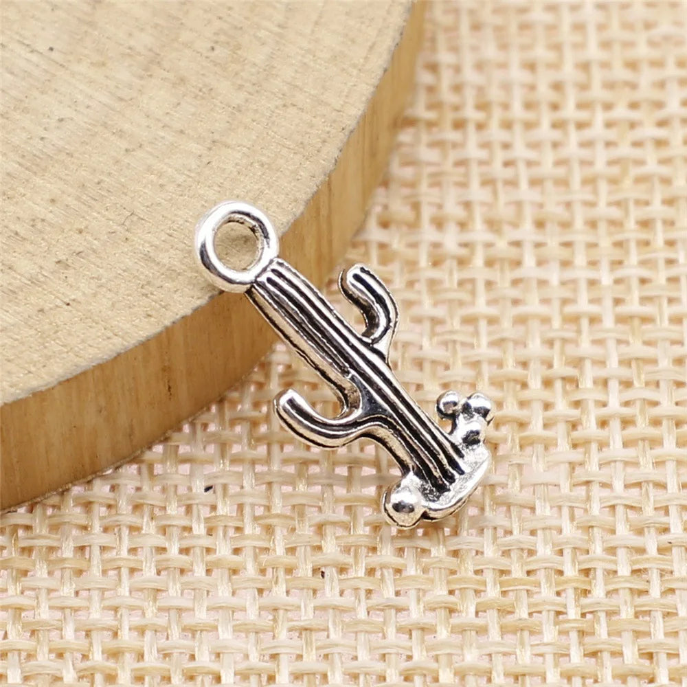 20x9mm 1g Antique Silver Zinc Alloy Cactus Charm Pendant for DIY Necklace Bracelet Jewelry Making
