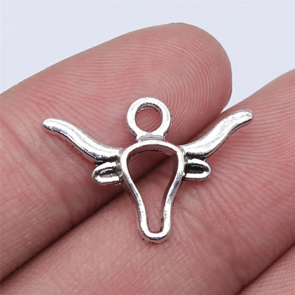 22x15mm 0.7g Multicolor Zinc Alloy Bull Head Charm Pendant for DIY Western Jewelry Making