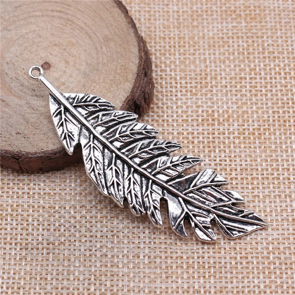 71x22mm 10g Multicolor Zinc Alloy Large Leaf Charm Pendant for DIY Necklace Jewelry Making