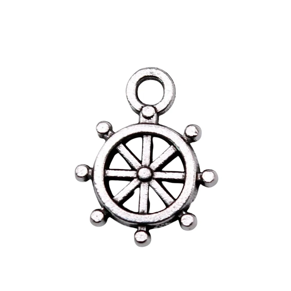 11x9mm 0.34g Antique Silver Zinc Alloy Rudder Charm Pendant for DIY Necklace Bracelet Making