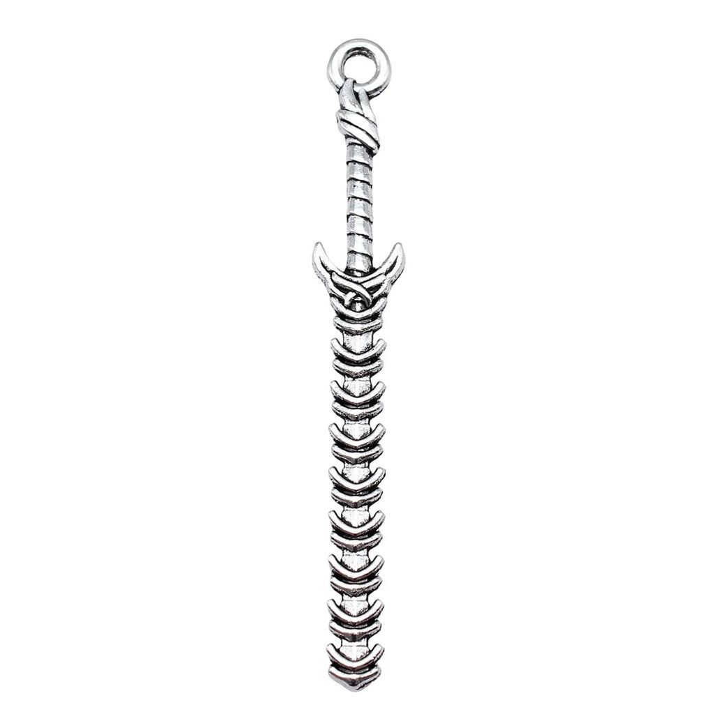 71mm 3.5g Antique Silver Zinc Alloy Knife Spear Sword Halberd Weapon Charm Pendant for Cosplay DIY