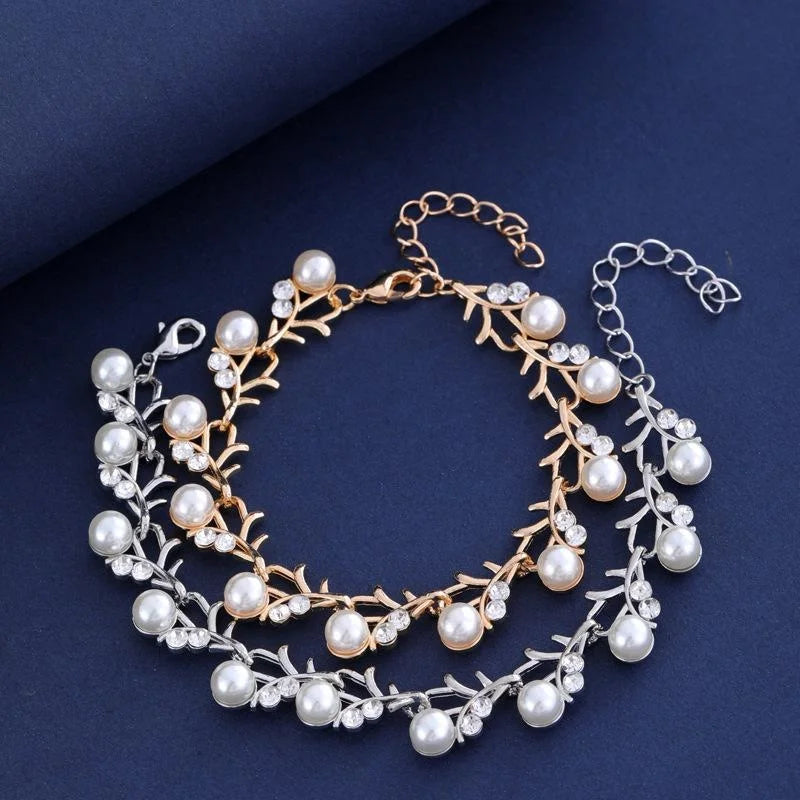 Elegant Bridal Pearl Rhinestone Alloy Necklace And Earrings Jewelry Set For Wedding Party Banquet Gift