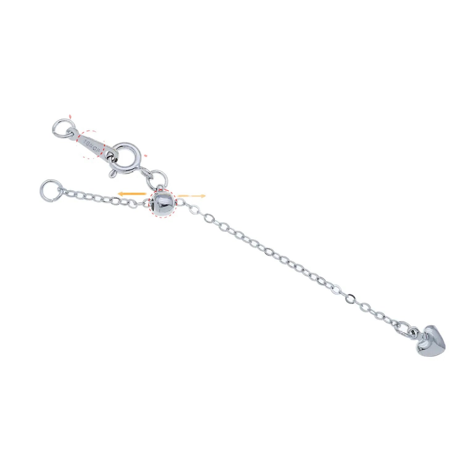 Silicone Heart Extension Chain for Necklace Bracelet Jewelry Findings