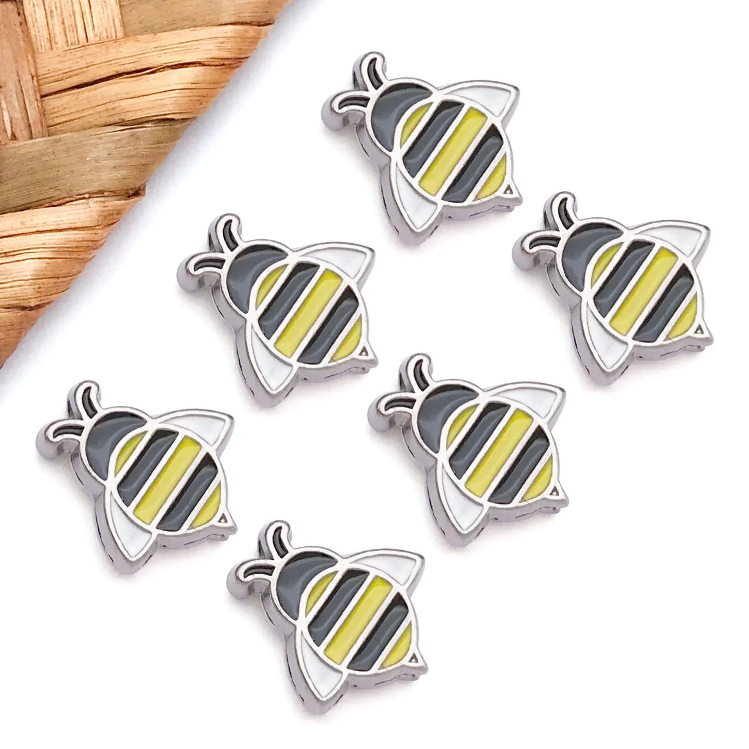 Enamel Stainless Steel Bee Spacer Beads for Bracelet Necklace Keychain DIY