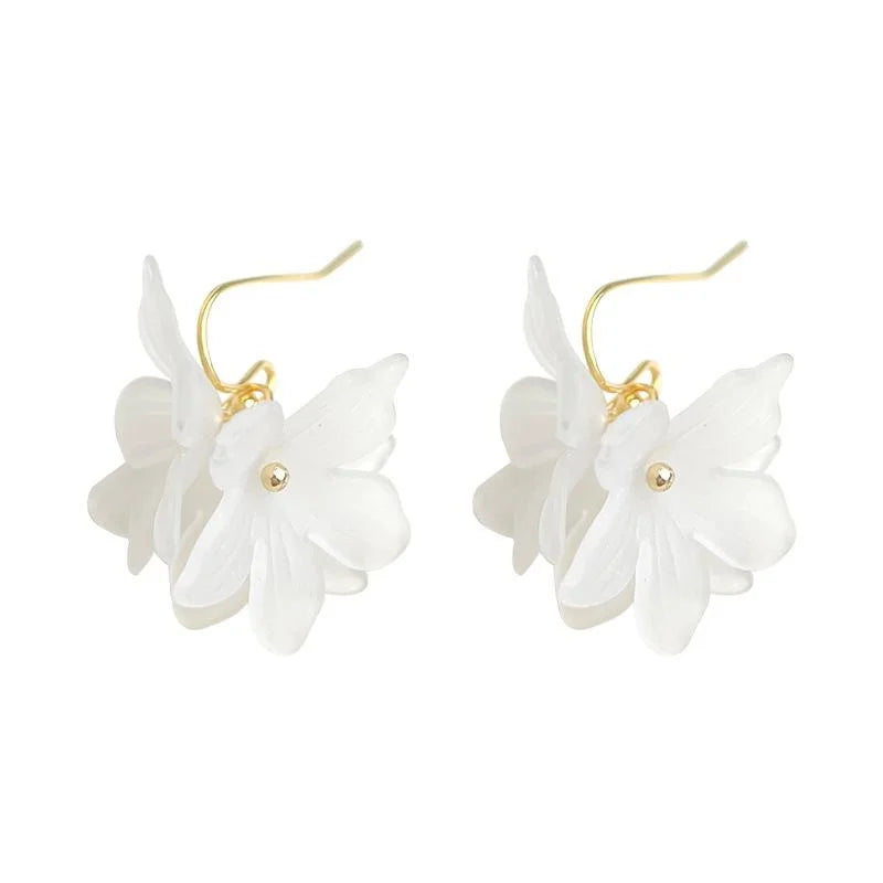 Sweet Floral Acrylic Flower Drop Earrings For Women Elegant Forest Style Jewelry