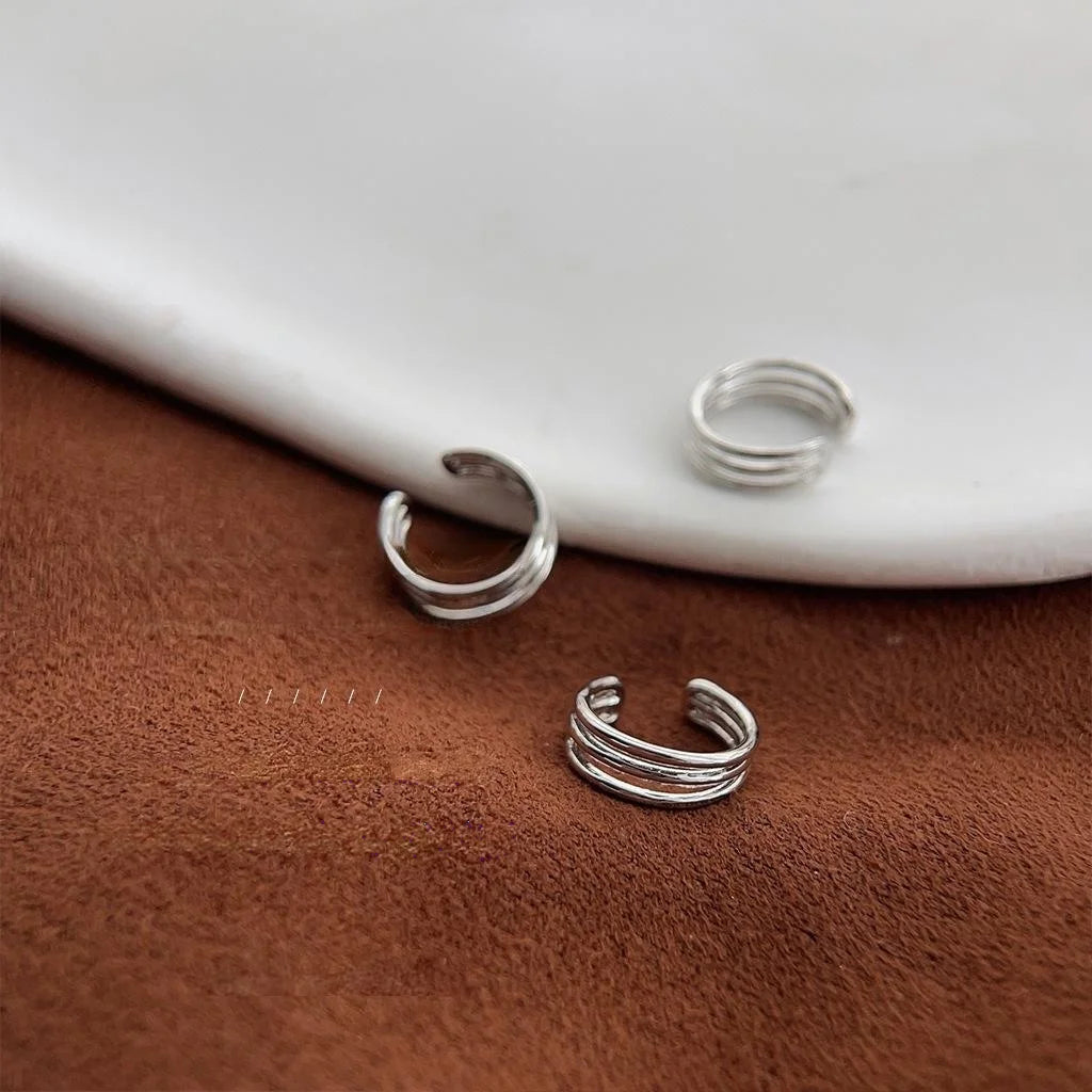 2025 Trendy Copper Geometric Hoop Drop Earrings No Piercing Ear Cuffs Sweet Cool Minimalist Style