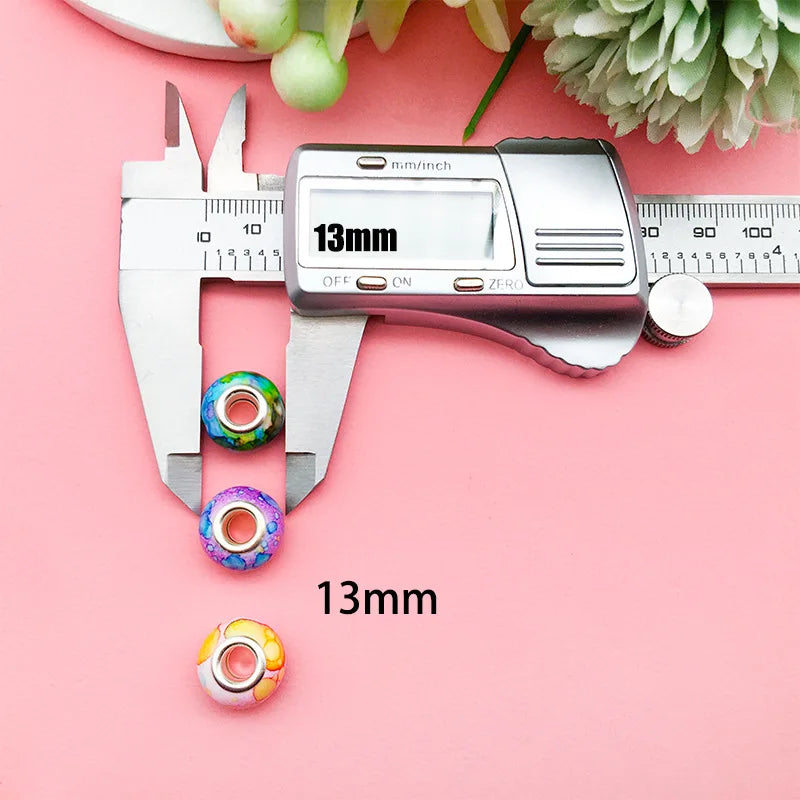 Ink Painted Resin Large Hole Beads for DIY Creative Bracelet Jewelry Making