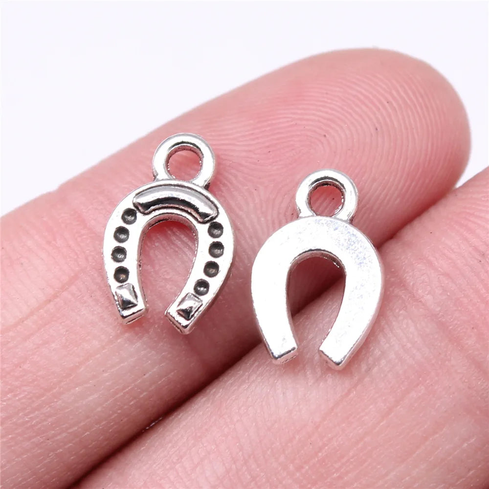 14x9mm 0.7g Antique Silver Zinc Alloy Lucky Horseshoe Charm Pendant for DIY Necklace Bracelet Crafts
