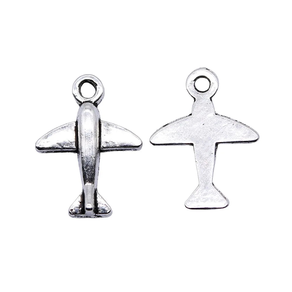 11x15mm 0.5g Antique Silver Zinc Alloy Airplane Charm Pendant for DIY Travel Theme Jewelry Making