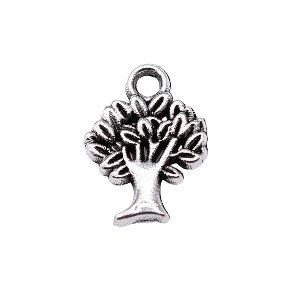 15x11mm 0.68g Antique Silver Zinc Alloy Tree Charm Pendant for Handmade DIY Necklace Jewelry Making