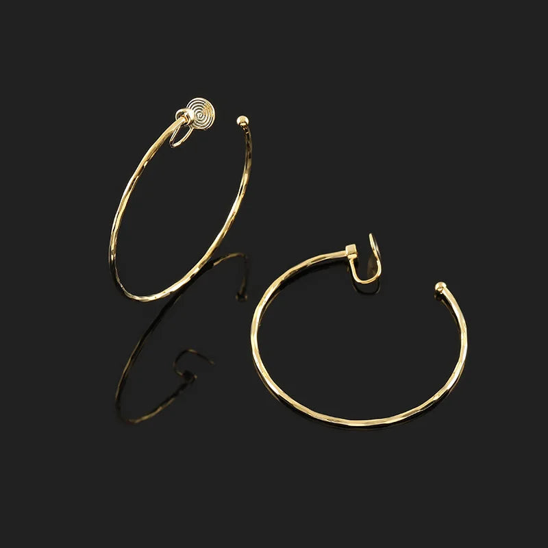 Elegant Silver Alloy Large Hoop Round Spiral Stud & Clip On No Piercing Hong Kong Style Earrings