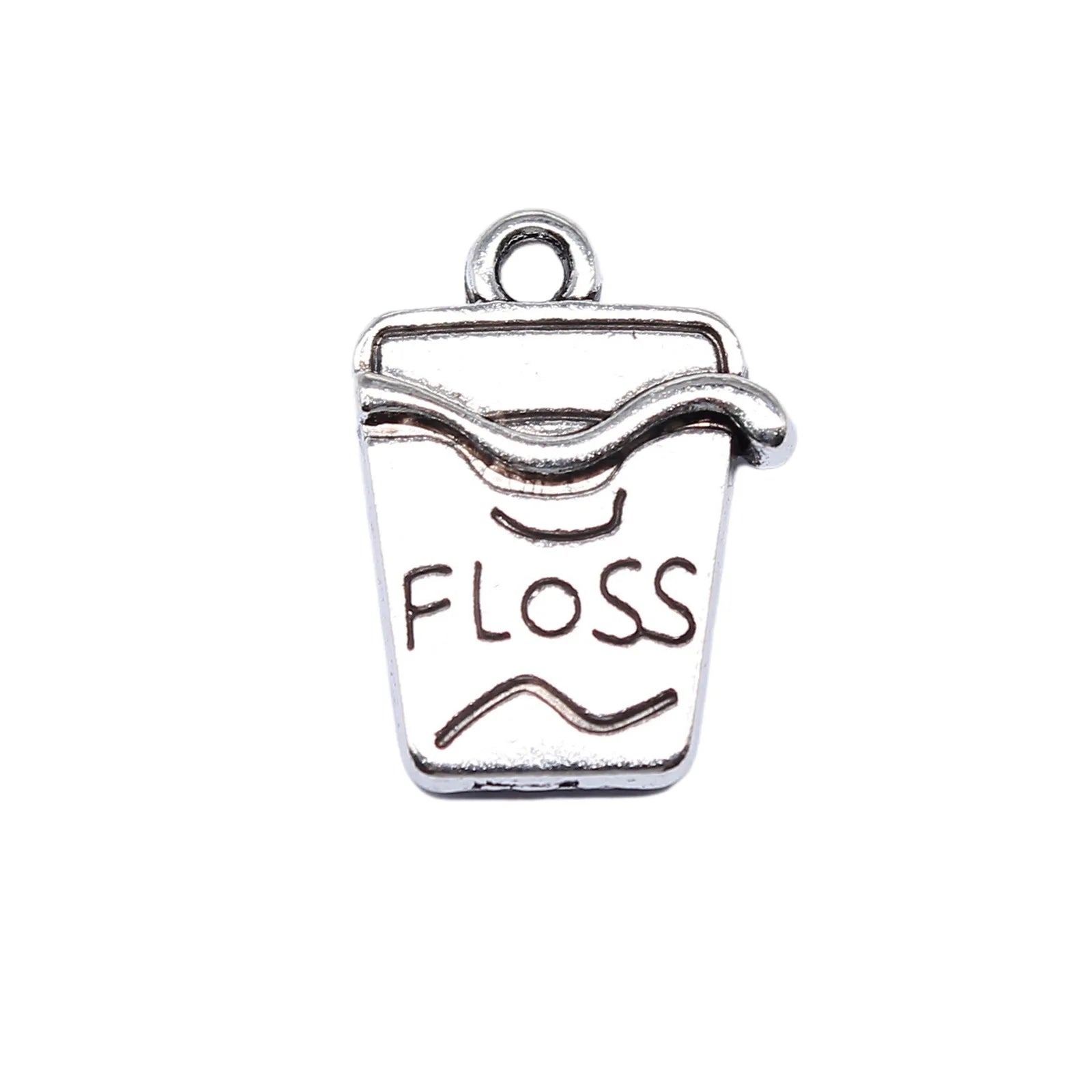 19x14mm 2.5g Antique Silver Zinc Alloy Dental Floss Charm Pendant for DIY Dentist Theme Jewelry Making