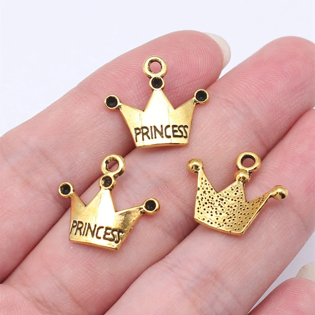 17x19mm 0.9g Multicolor Zinc Alloy Princess Crown Letter Charm Pendant for DIY Necklace Bracelet Making