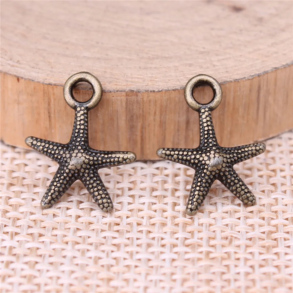 13x16mm 0.6g Multicolor Zinc Alloy Starfish Charm Pendant for DIY Ocean Theme Jewelry Making