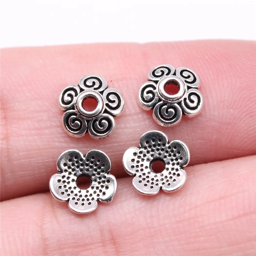 8x8x3mm 0.28g Multi Color Zinc Alloy Flower Bead Caps for DIY Bracelet Necklace Jewelry Making
