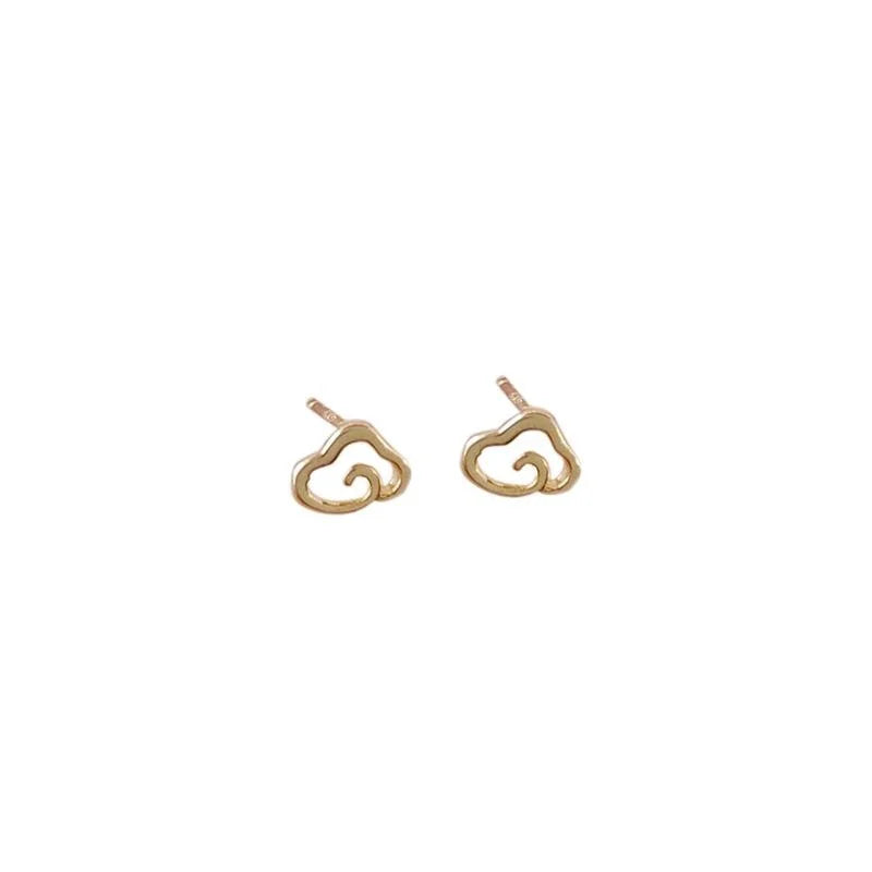 Mini 14K Gold Plated Copper Cloud Stud Earrings Sleep-Friendly Versatile Ear Jewelry