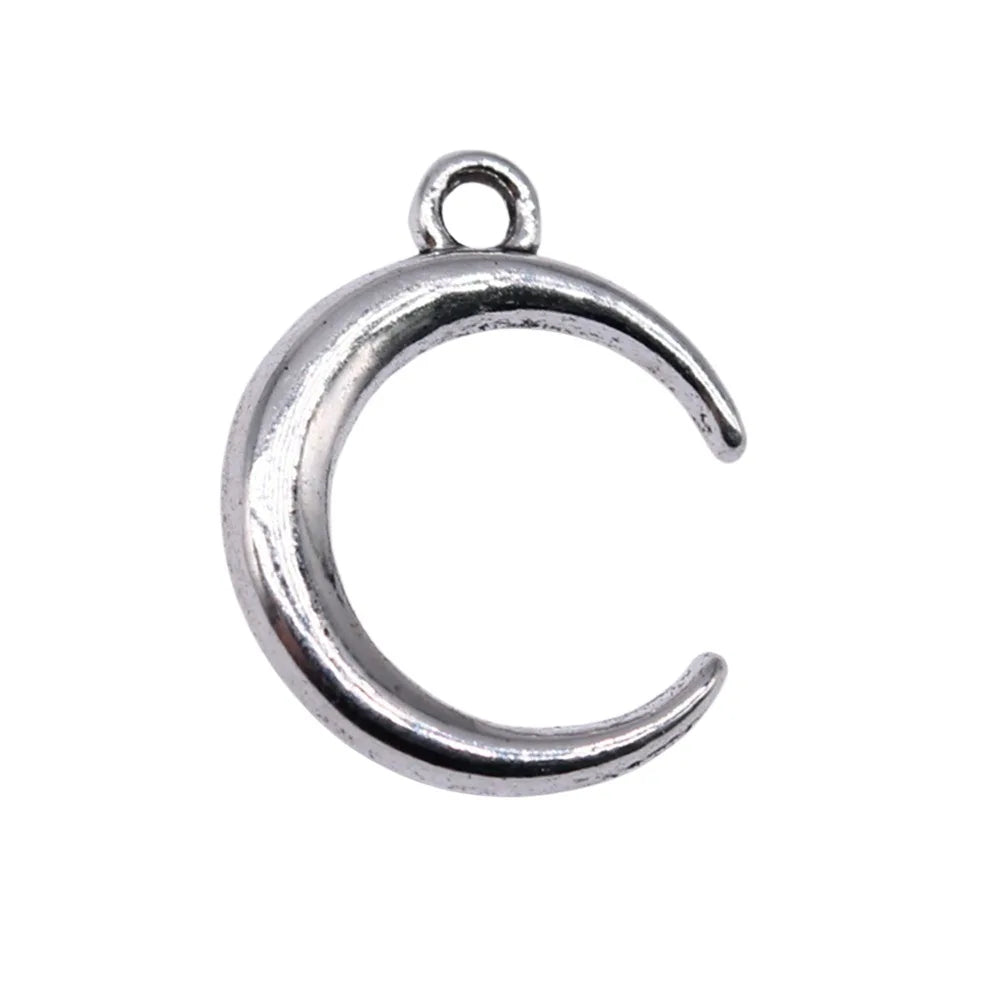 20x16mm 1.1g Antique Silver Zinc Alloy Moon Charm Pendant for DIY Necklace Bracelet Making