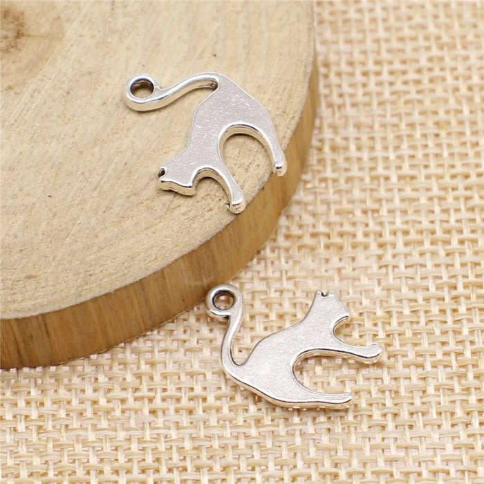 19x14mm 1.1g Multicolor Zinc Alloy Cat Charm Pendant for DIY Necklace Bracelet Jewelry Making