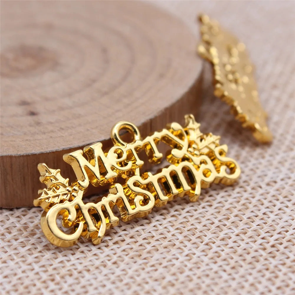 16x36mm 3.3g Zinc Alloy MERRY CHRISTMAS Word Tag Charm Pendant for DIY Holiday Jewelry